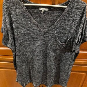 Gray V-Neck Women's Top